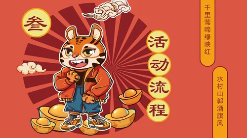 国潮新风金虎贺岁通用PPT模板