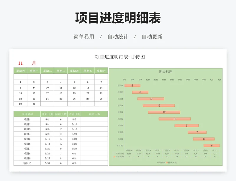 项目进度明细表