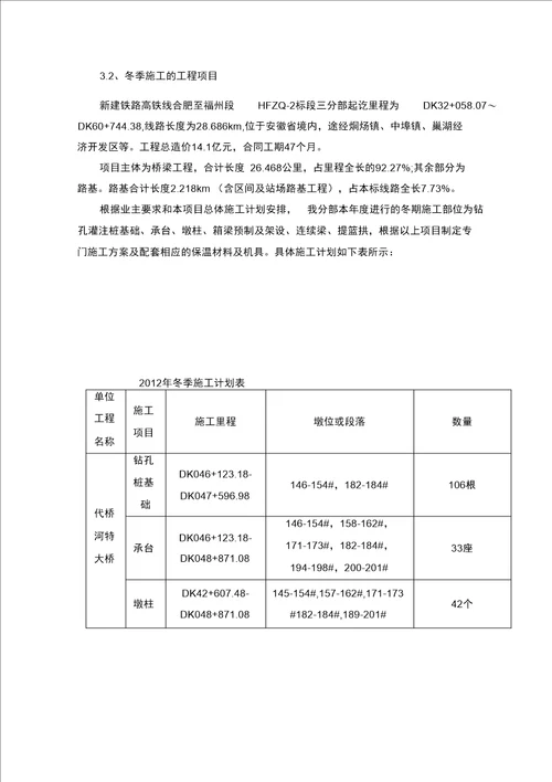 高铁冬季施工方案