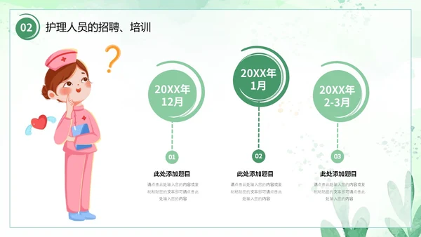 小清新风水彩花卉绿植护士长述职报告PPT