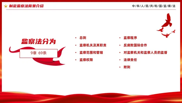 红色大气庄严监察法解读学习培训PPT条例监察