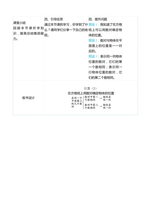 （大单元整体教学）2.2位置（2）（表格式）教学设计