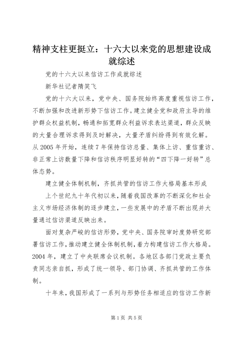 精神支柱更挺立：十六大以来党的思想建设成就综述.docx