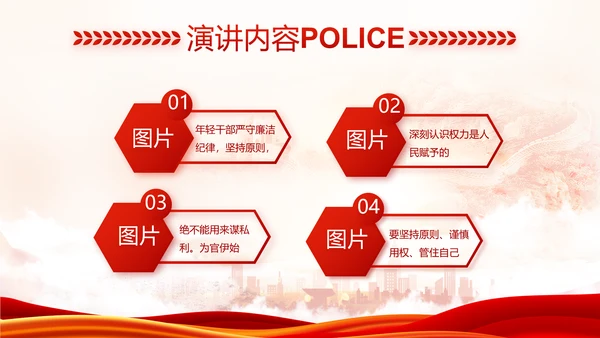 红色大气公安民警述职报告动态PPT模板