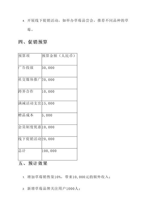 草莓火爆促销方案策划书