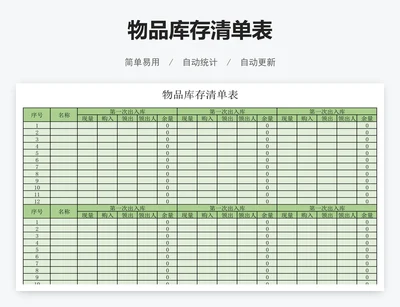 物品库存清单表