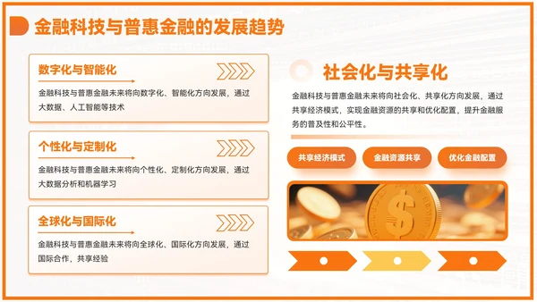 橙色商务风毕业答辩PPT模板_金融科技与普惠金融PPT模板