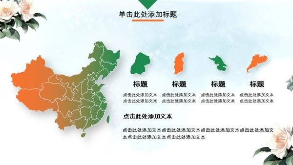 中式水彩画鸟语花香述职报告通用PPT模板