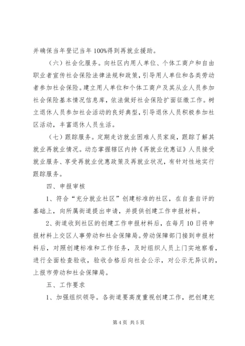 人保局就业社区创建方案.docx