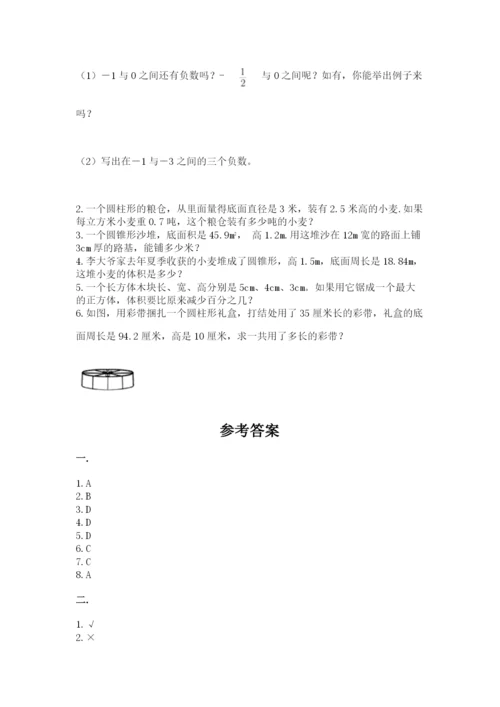 北师大版数学小升初模拟试卷含完整答案（名师系列）.docx