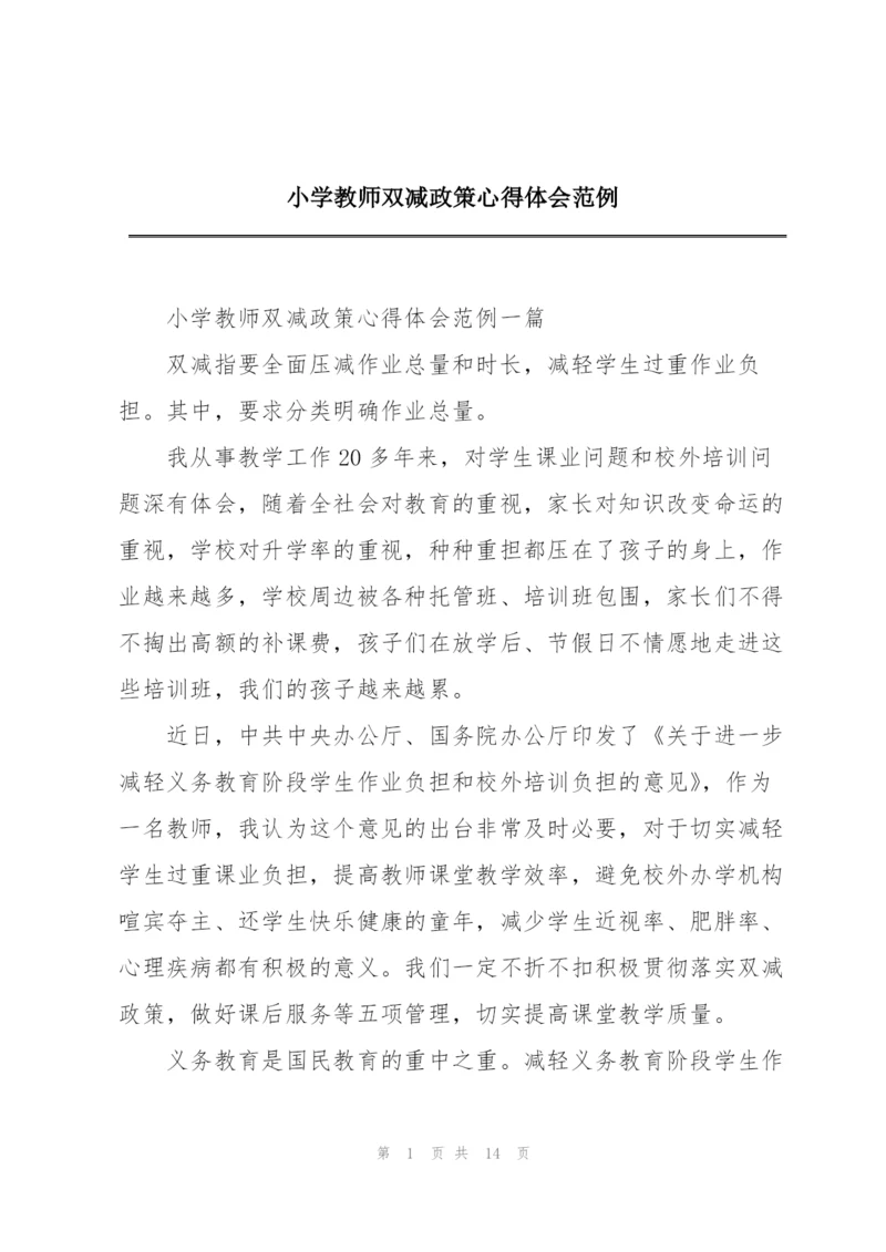 小学教师双减政策心得体会范例.docx