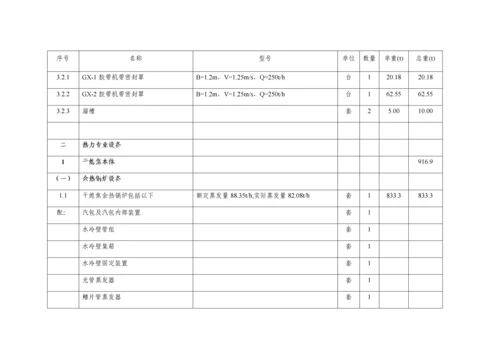 干熄焦主要设备情况一览表.docx