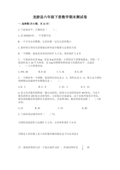 龙游县六年级下册数学期末测试卷（综合卷）.docx