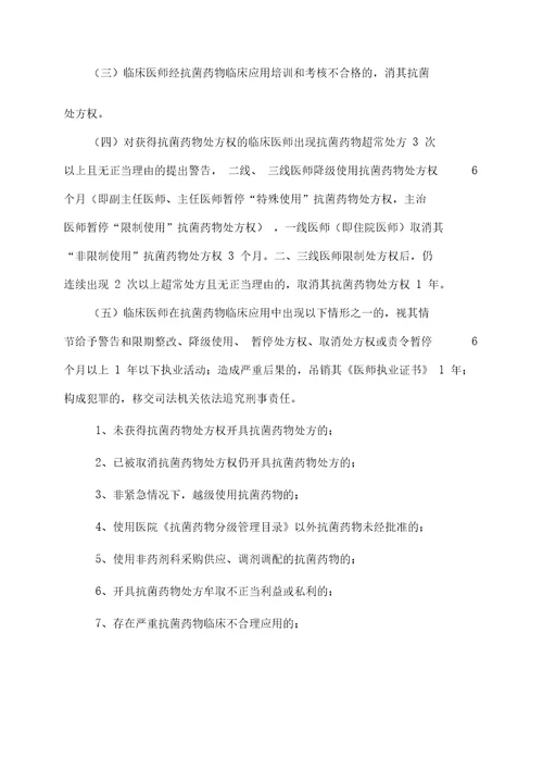 抗菌药物临床医师处方权限管理措施