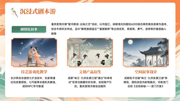 橙绿色中国风七夕文化体验课主题PPT模板