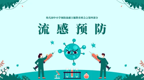 球状病毒流感预防主题教育通用PPT模板