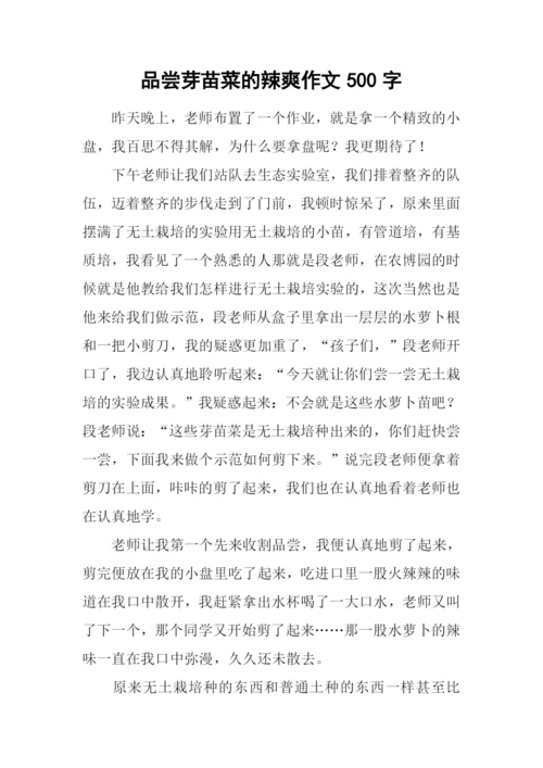 品尝芽苗菜的辣爽作文500字.docx