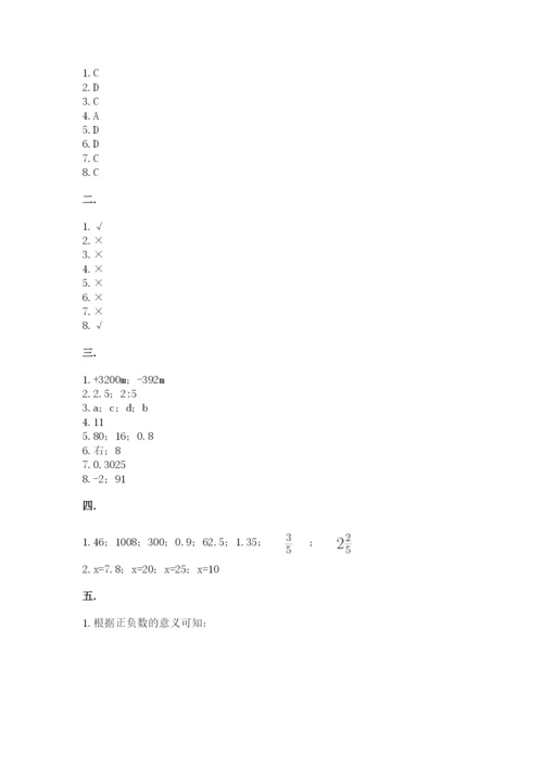 人教版数学六年级下册试题期末模拟检测卷附完整答案（典优）.docx