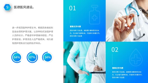 蓝色医疗行业医院医生护士年终工作总结述职报告PPT年终总结