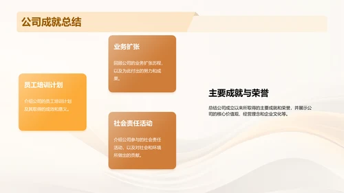 金色简约扁平公司成立周年庆PPT模板