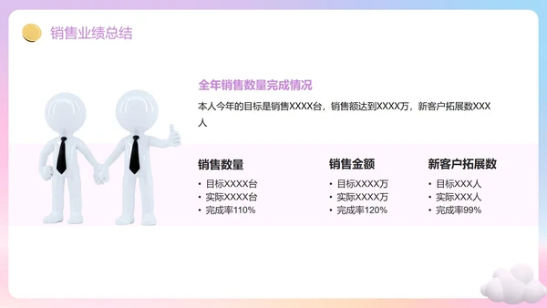 紫色渐变梦幻3D追梦年终总结PPT模板