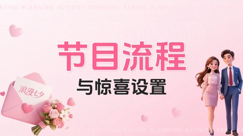 粉色3D风七待已久夕望是你：浪漫七夕约会策划活动方案PPT模板