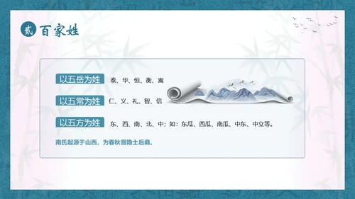 百家姓华夏民族姓氏起源姓氏PPT课件中国传统文化