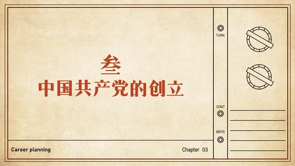 黄色复古简约风人物介绍陈独秀PPT模板