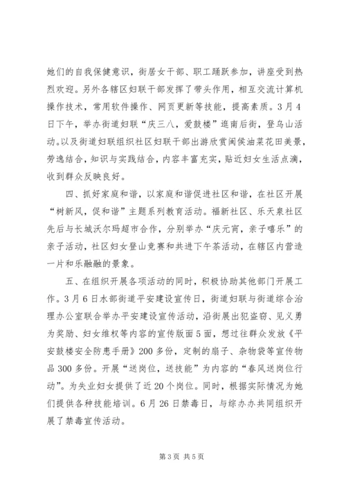 水部街道妇联工作计划范文精选.docx