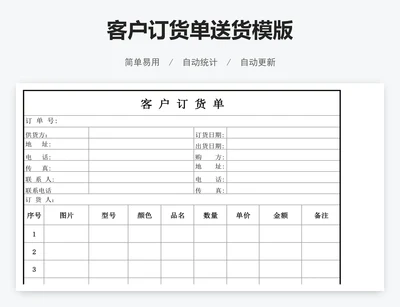 客户订货单送货模版