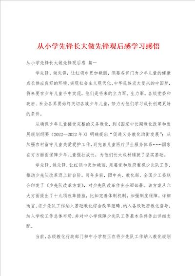 从小学先锋长大做先锋观后感学习感悟