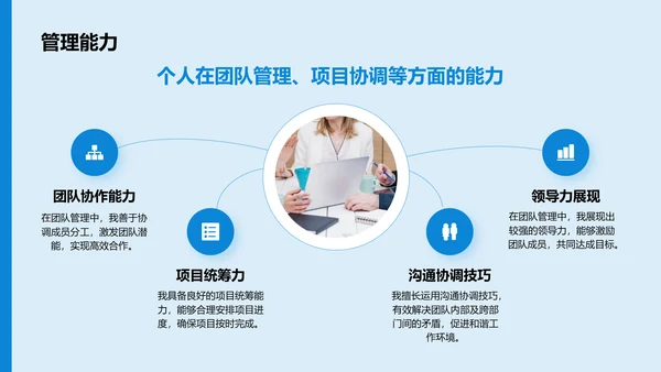 蓝色商务风岗位晋升述职报告PPT模板