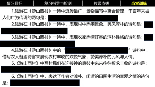 七年级下册语文复习专题三：课内古诗词 课件