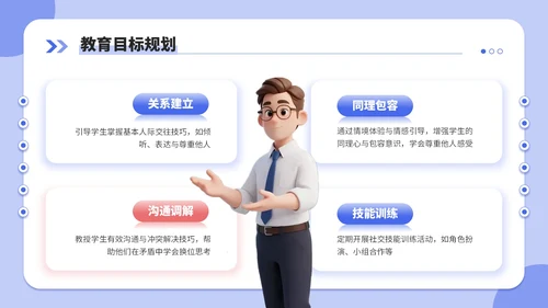 蓝红双色3d风新学年规划教师培训会PPT模板