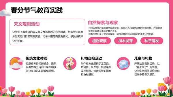 粉色插画风春分节气文化科普 PPT模板