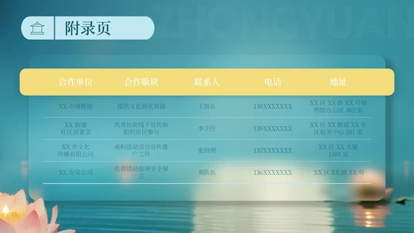 青色中国风中元节文化宣传活动策划方案PPT模板