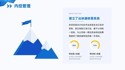 蓝色简约风形状向上线条财务年终总结汇报PPT模板