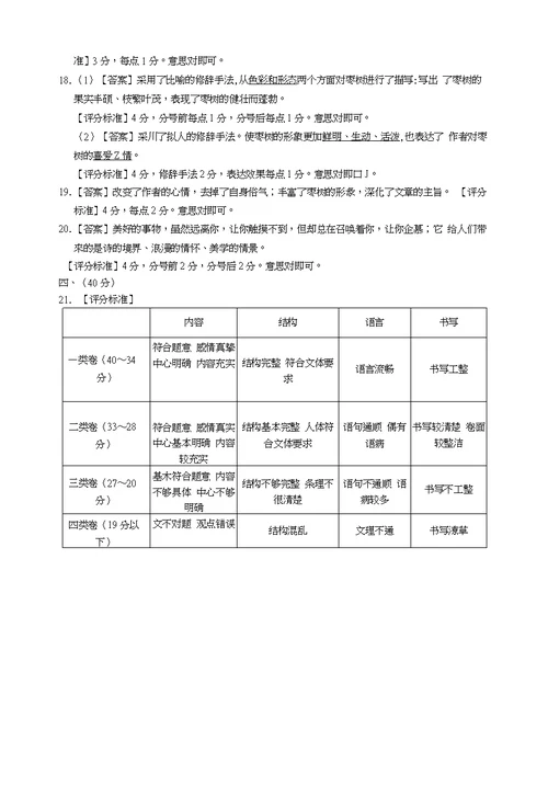 2015年济宁市中考语文试卷及答案