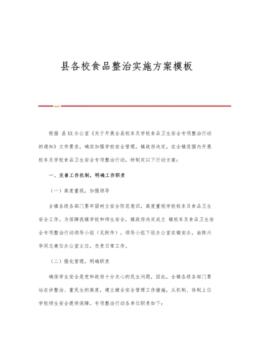 县各校食品整治实施方案模板.docx