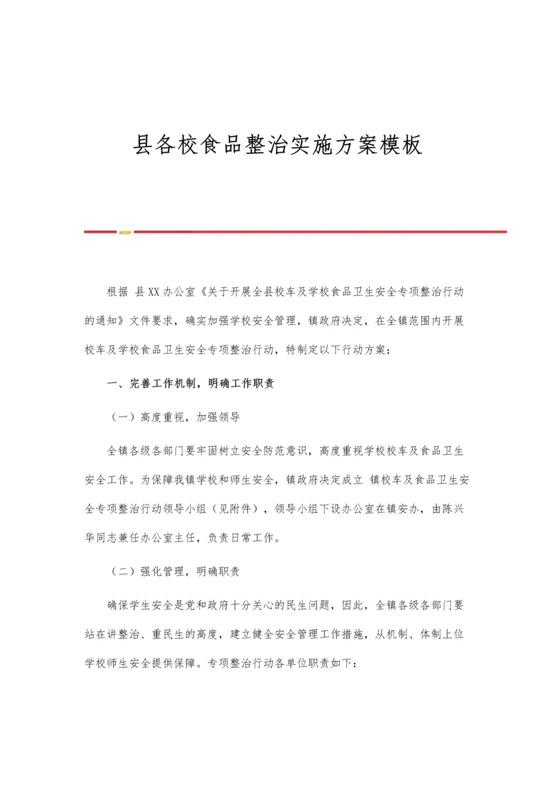 县各校食品整治实施方案模板.docx