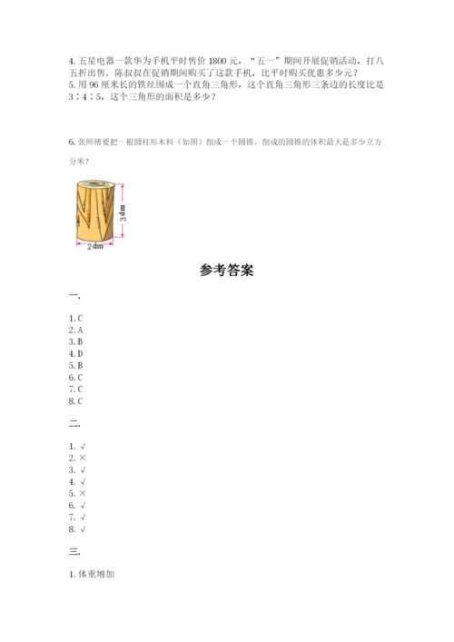 小学六年级数学摸底考试题及答案【考点梳理】.docx