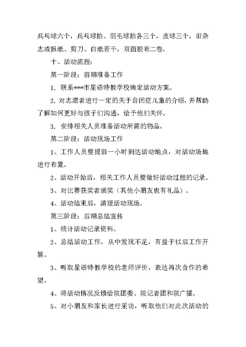 关爱自闭症儿童公益活动策划