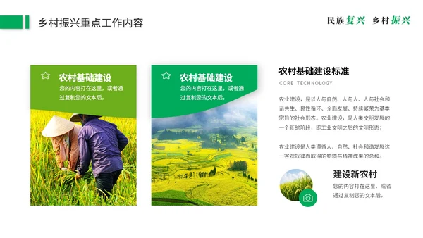 绿色简约商务乡村振兴建设新农村农业发展党课ppt模板