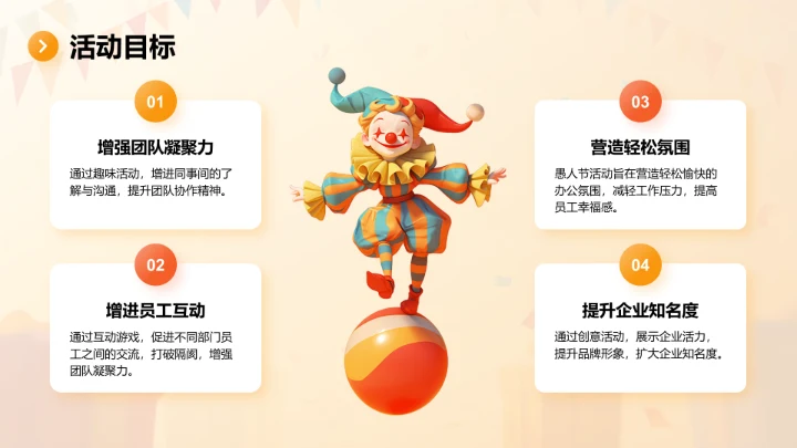 橙色插画风愚人节趣味活动策划PPT模板