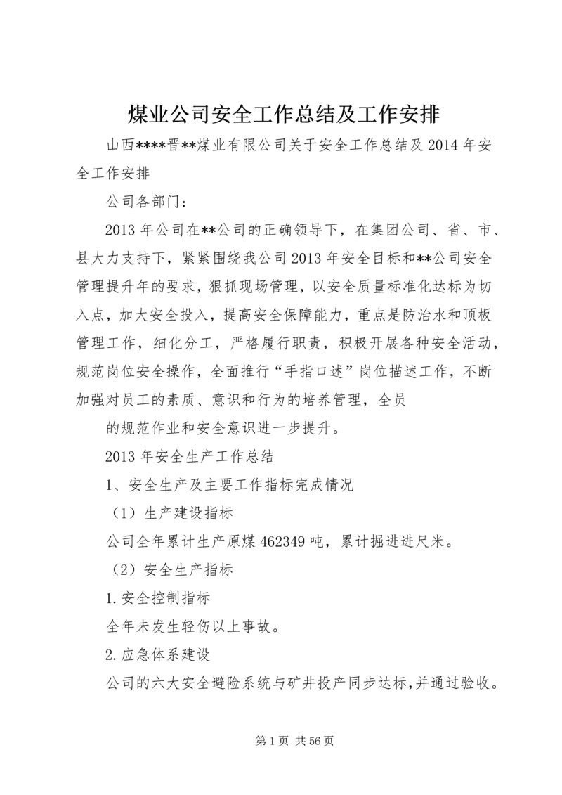 煤业公司安全工作总结及工作安排 (2).docx