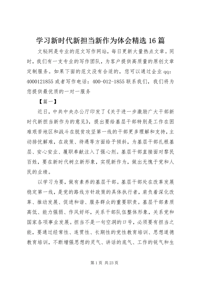 学习新时代新担当新作为体会精选16篇.docx