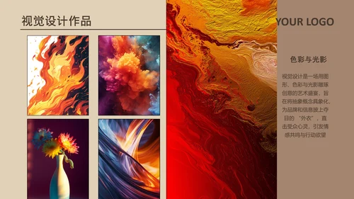 黄色简约风设计师个人作品集PPT