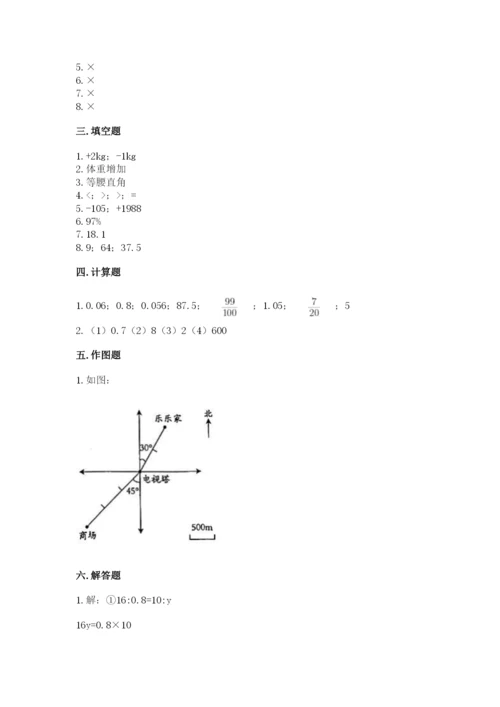 沪教版小学六年级下册数学期末综合素养测试卷及完整答案【有一套】.docx
