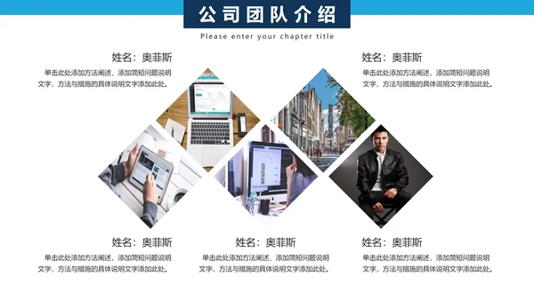商务企业架构公司团队人物介绍PPT模板