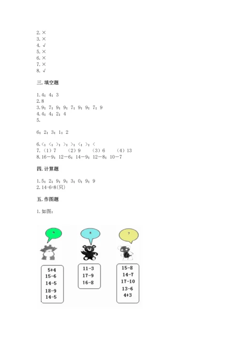 人教版一年级下册数学期中测试卷及参考答案【黄金题型】.docx